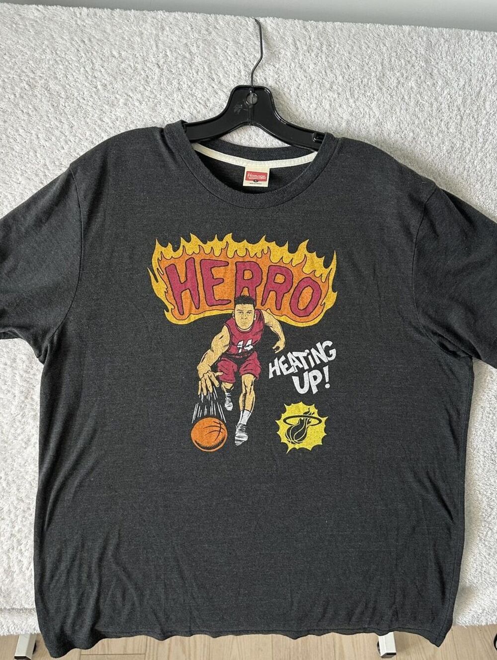Homage Miami Heat Tyler Herro Heating Up Graphic T-Shirt Charcoal Gray L